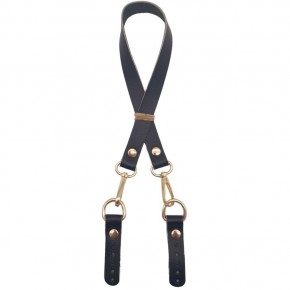 Çanta Aksesuar 60x1.5 cm Gerçek Deri Siyah Renk Çanta Sapı Light Gold Metalli