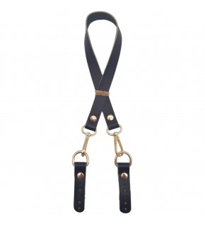 Çanta Aksesuar 60x1.5 cm Gerçek Deri Siyah Renk Çanta Sapı Light Gold Metalli