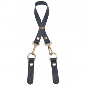 Çanta Aksesuar 60x1.5 cm Gerçek Deri Siyah Renk Çanta Sapı Light Gold Metalli