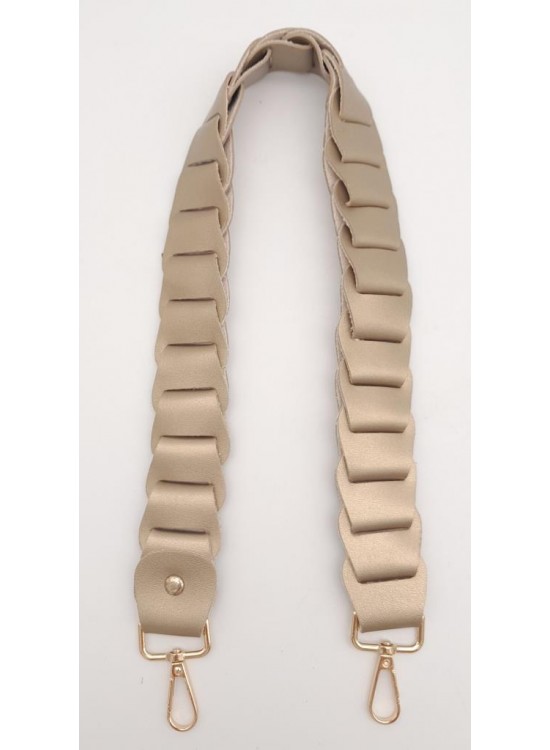 Çanta Aksesuar 62 cm Yassı Örgü Model Suni Deri Gold Renk Çanta Sapı Light Gold Metalli