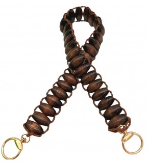 Çanta Aksesuar 65x3 cm Koyu Renk Oval Ahşap Boncuklu Ahşap Tek Çanta Sapı