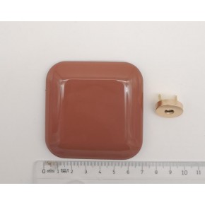Çanta Aksesuar 7 cm Kare Akrilikli Taba Renk Light Gold Mıknatıslı Kilit