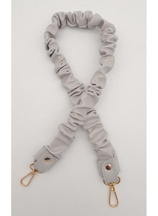 Çanta Aksesuar 70 cm Büzgü Model Suni Deri Açık Gri Renk Çanta Sapı Light Gold Metalli