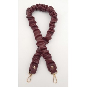 Çanta Aksesuar 70 cm Büzgü Model Suni Deri Bordo Renk Çanta Sapı Light Gold Metalli