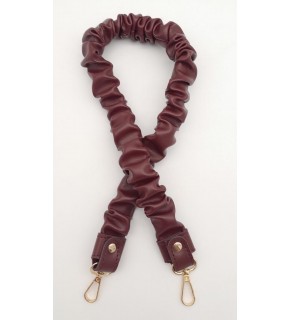 Çanta Aksesuar 70 cm Büzgü Model Suni Deri Bordo Renk Çanta Sapı Light Gold Metalli