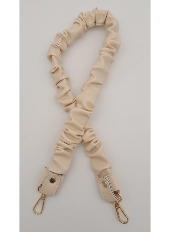 Çanta Aksesuar 70 cm Büzgü Model Suni Deri Krem Renk Çanta Sapı Light Gold Metalli