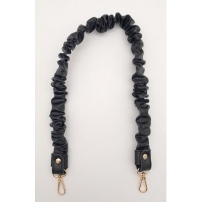 Çanta Aksesuar 70 cm Büzgü Model Suni Deri Siyah Renk Çanta Sapı Light Gold Metalli