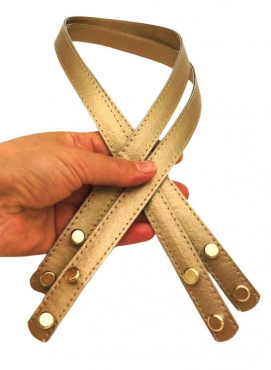 Çanta Aksesuar 70x1.8 cm Suni Deri Gold Renk Vidalı Çanta Sapı Çanta Aksesuar 70x1.8 cm Suni Deri Gold Renk Vidalı Çanta Sapı