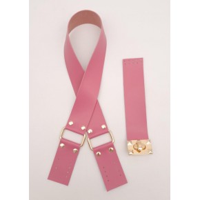 Çanta Aksesuar 70x4 cm Suni Deri Çanta Saplı Kapaklı Fuşya Çanta Seti Light Gold Metalli