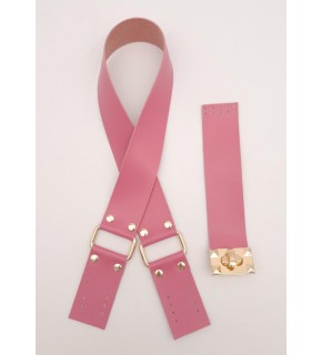 Çanta Aksesuar 70x4 cm Suni Deri Çanta Saplı Kapaklı Fuşya Çanta Seti Light Gold Metalli