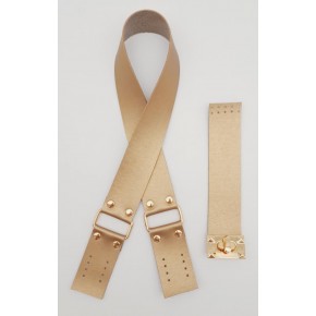 Çanta Aksesuar 70x4 cm Suni Deri Çanta Saplı Kapaklı Gold Renk Çanta Seti Light Gold Metalli