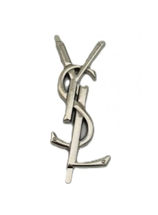Çanta Aksesuar 7X3 Cm Gümüş YSL Metal Plaka Etiket Süs