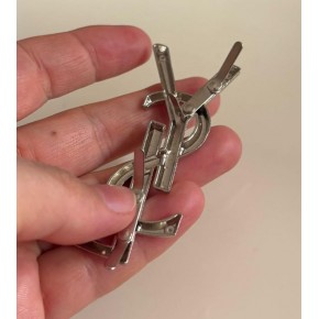Çanta Aksesuar 7X3 Cm Gümüş YSL Metal Plaka Etiket Süs