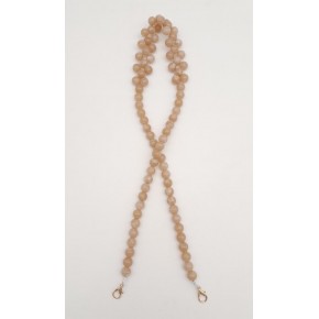 Çanta Aksesuar 80 cm Kancalı Vizon Renk İncili Akrilik Zincir Light Gold Metalli