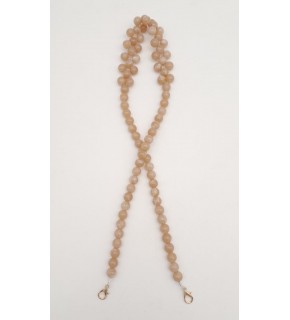 Çanta Aksesuar 80 cm Kancalı Vizon Renk İncili Akrilik Zincir Light Gold Metalli