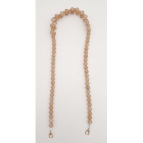 Çanta Aksesuar 80 cm Kancalı Vizon Renk İncili Akrilik Zincir Light Gold Metalli