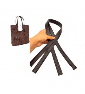 Çanta Aksesuar 80x2 cm Koyu Kahve Renk 16 Delikli Model Çift Çanta Sapı