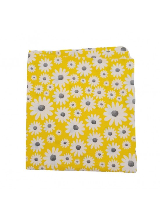 Çanta Aksesuar 80x35 cm Pamuklu Astarlık Kumaş Beyaz Papatyalı Sarı Renk No:33