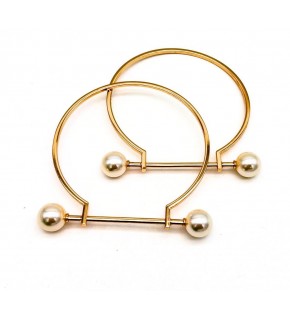 Çanta Aksesuar 9 cm İncili Light Gold Renk İncili Metal Çanta Sapı