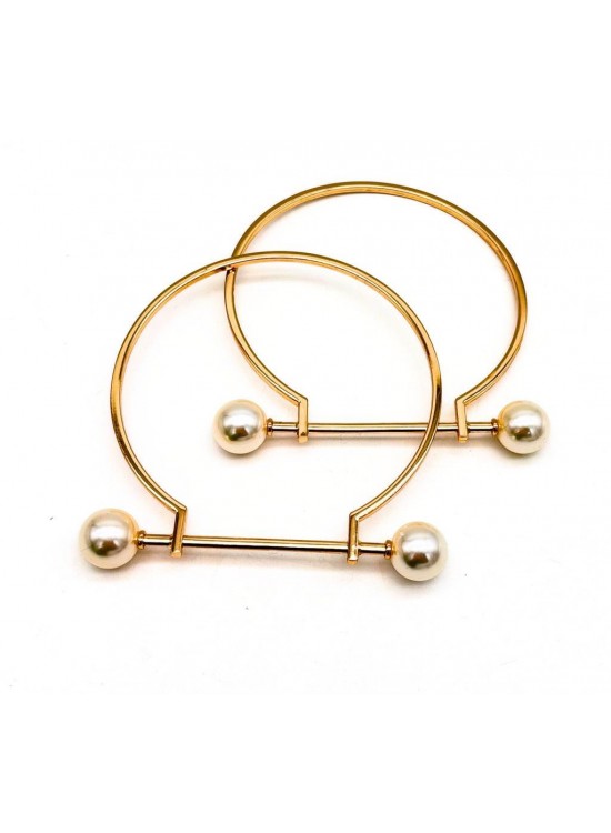 Çanta Aksesuar 9 cm İncili Light Gold Renk İncili Metal Çanta Sapı