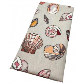 Çanta Aksesuar 90x50 cm Duck Astarlık Kumaş Açık Gri Deniz Kabuğu Desen