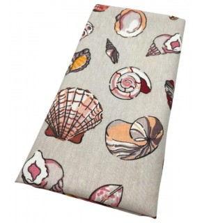 Çanta Aksesuar 90x50 cm Duck Astarlık Kumaş Açık Gri Deniz Kabuğu Desen