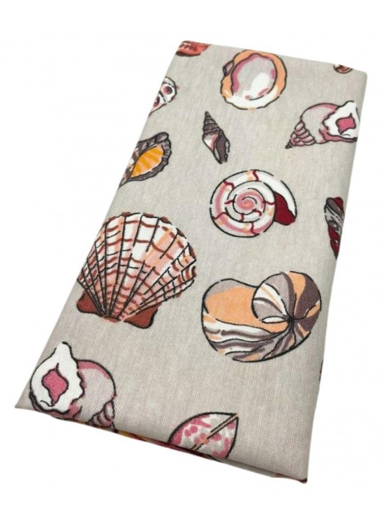 Çanta Aksesuar 90x50 cm Duck Astarlık Kumaş Açık Gri Deniz Kabuğu Desen