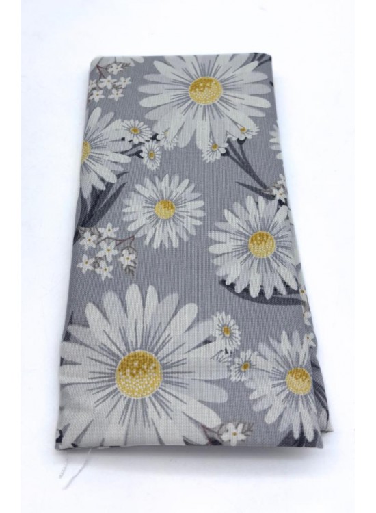 Çanta Aksesuar 90x50 cm Duck Astarlık Kumaş Gri Papatya Desen Çanta Aksesuar 90x50 cm Duck Astarlık Kumaş Gri Papatya Desen