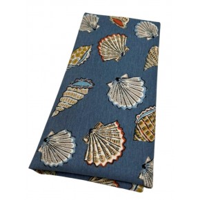 Çanta Aksesuar 90x50 cm Duck Astarlık Kumaş Kot Mavi Deniz Kabuğu Desen