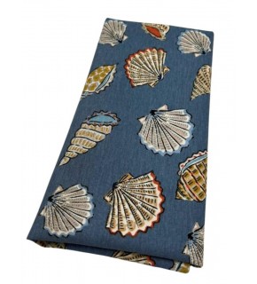 Çanta Aksesuar 90x50 cm Duck Astarlık Kumaş Kot Mavi Deniz Kabuğu Desen