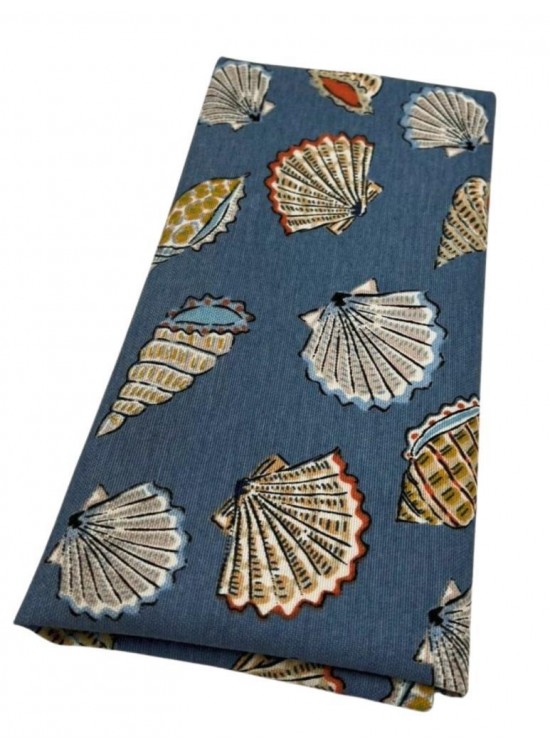 Çanta Aksesuar 90x50 cm Duck Astarlık Kumaş Kot Mavi Deniz Kabuğu Desen Çanta Aksesuar 90x50 cm Duck Astarlık Kumaş Kot Mavi Deniz Kabuğu Desen