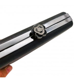 Çanta Aksesuar Abiye Çanta Kalıbı Gül Model Füme Metalli