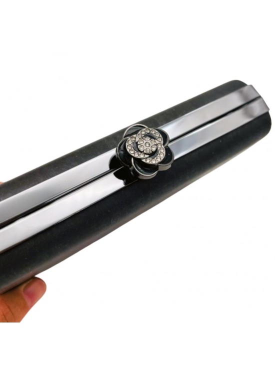 Çanta Aksesuar Abiye Çanta Kalıbı Gül Model Füme Metalli