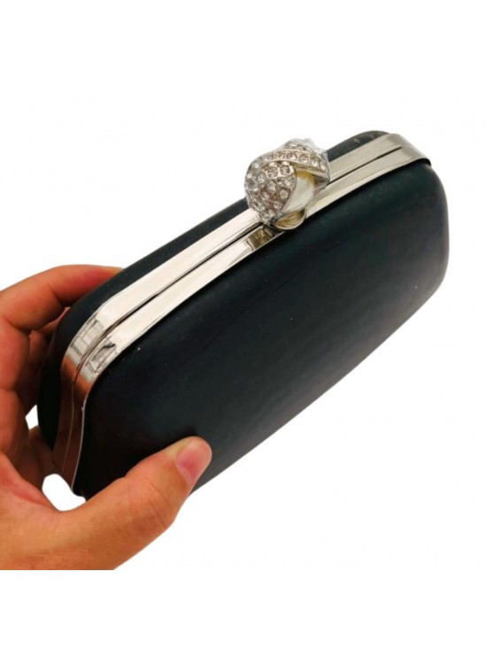 Çanta Aksesuar Abiye Çanta Kalıbı İncili Taşlı Tutmalı Model  Gümüş Metalli  (NO:23)