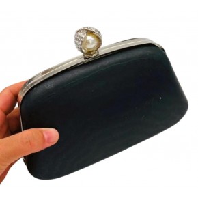 Çanta Aksesuar Abiye Çanta Kalıbı İncili Taşlı Tutmalı Model  Gümüş Metalli  (NO:23)