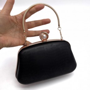 Çanta Aksesuar Abiye Çanta Kalıbı İncili Taşlı Tutmalı Model  Light Gold Metalli  (NO:23)