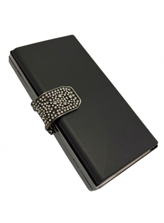 Çanta Aksesuar Abiye Çanta Kalıbı Taşlı Kapak  Model  Füme Metalli