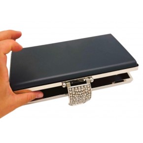 Çanta Aksesuar Abiye Çanta Kalıbı Taşlı Kapak  Model Gümüş Metalli