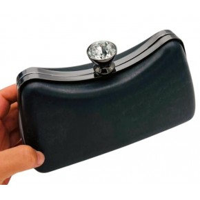 Çanta Aksesuar Abiye Çanta Kalıbı Tektaşlı Füme  Metalli  (NO:65)