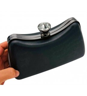 Çanta Aksesuar Abiye Çanta Kalıbı Tektaşlı Füme  Metalli  (NO:65)