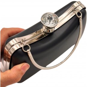 Çanta Aksesuar Abiye Çanta Kalıbı Tektaşlı Gümüş Metalli  (NO:65)