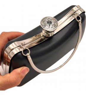 Çanta Aksesuar Abiye Çanta Kalıbı Tektaşlı Gümüş Metalli  (NO:65)