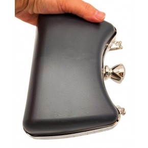 Çanta Aksesuar Abiye Çanta Kalıbı Tektaşlı Gümüş Metalli  (NO:65)