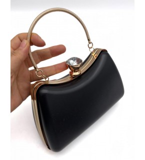 Çanta Aksesuar Abiye Çanta Kalıbı Tektaşlı Light Gold Metalli  (NO:65)