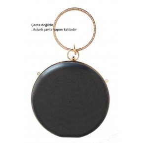 Çanta Aksesuar Abiye Çanta Kalıbı Yuvarlak Lİght Gold Metalli (Astarlı)