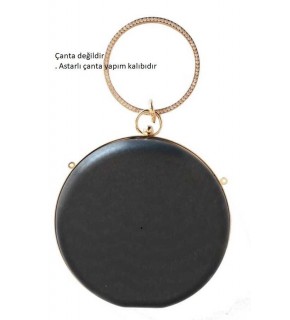 Çanta Aksesuar Abiye Çanta Kalıbı Yuvarlak Lİght Gold Metalli (Astarlı)