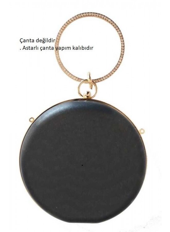 Çanta Aksesuar Abiye Çanta Kalıbı Yuvarlak Lİght Gold Metalli (Astarlı)