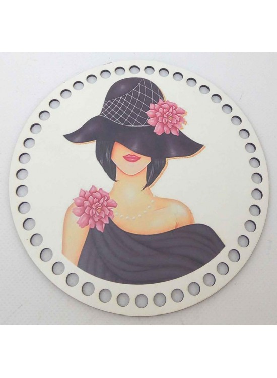 Çanta Aksesuar Ahşap 17 Cm Çapında Resimli Plaka