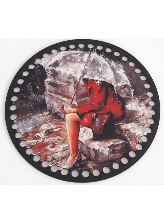 Çanta Aksesuar Ahşap 19 Cm Çapında Resimli Plaka