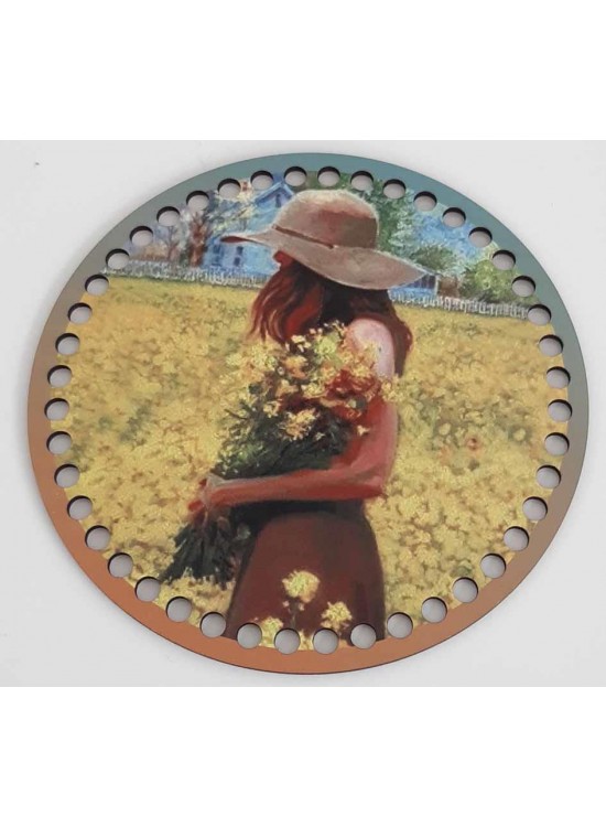 Çanta Aksesuar Ahşap 19 Cm Çapında Resimli Plaka